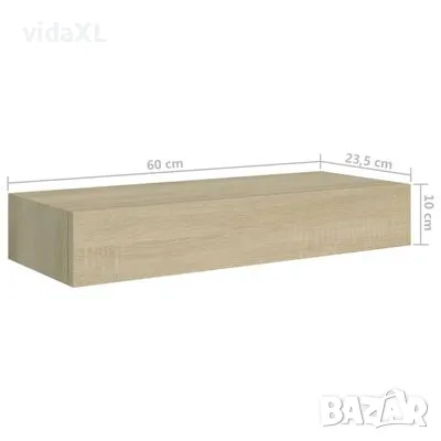 vidaXL Стенен рафт с чекмедже, дъб, 60x23,5x10 см, МДФ (SKU:330261), снимка 4 - Етажерки - 48410690