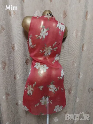 FRANSA XL Ефирна прозрачна, червена рокля на цветя , снимка 4 - Рокли - 50076435