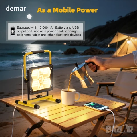 Соларна LED акумулаторна работна лампа Sararoom, 100W, 5 режима, сгъваема дръжка, IP65, снимка 5 - Соларни лампи - 51405314