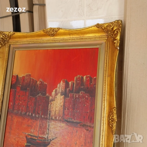 Авторска картина "Червеният град", снимка 5 - Картини - 52164613