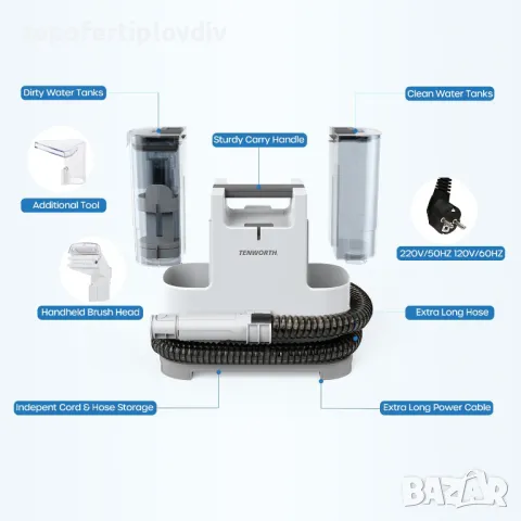 Прахосмукачка перяща за сухо и мокро почистване TENWORTH,Гаранция, снимка 6 - Прахосмукачки - 47192642
