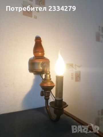 Стари стенни лампи, изработени от дърво и бронз. БАРОКОВ СТИЛ. , снимка 2 - Лампи за стена - 45674104