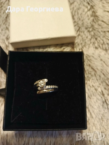 Сребърен пръстен Swarovski размер 55, снимка 2 - Пръстени - 52386098