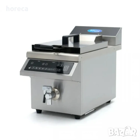 Индукционен фритюрник с една вана по 8 л. и автоматично повдигаща кошница