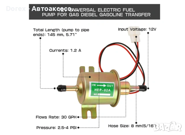 12V Електрическа външна горивоподкачваща помпа за ниско налягане, снимка 8 - Аксесоари и консумативи - 53617872