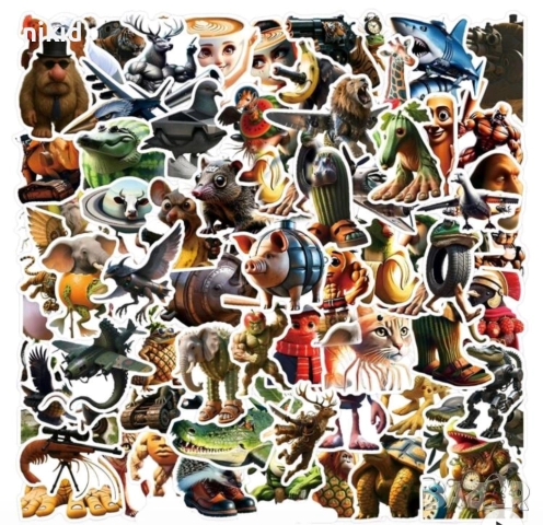 50 бр ITALIAN BRAINROT самозалепващи лепенки стикери украса декор картонена торта парти, снимка 11 - Други - 51670852