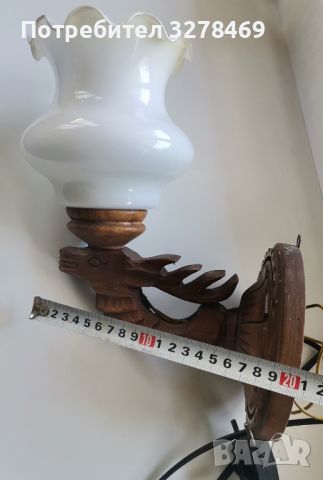 Лампа за стена, дърворезба, елен, снимка 6 - Лампи за стена - 45684536