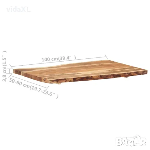 vidaXL Плот за маса, акациево дърво масив, 100x(50-60)x3,8 cм(SKU:286332), снимка 5 - Маси - 48588198