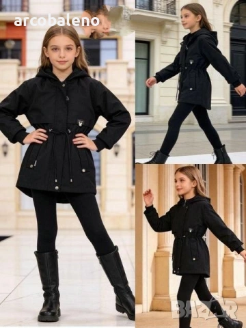 Пролетна парка с качулка за момичета, 2цвята , снимка 3 - Детски якета и елеци - 53433216