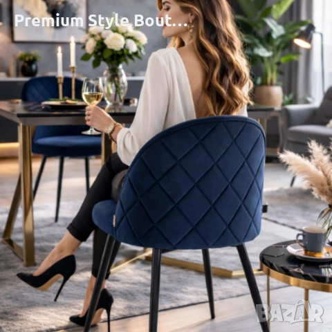 Дизайнерски син стол FARO – тапициран, стабилен и удобен, снимка 2 - Столове - 53990744