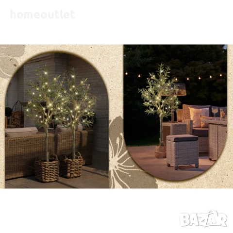 ПРОМОЦИЯ Изкуствено маслиново дърво с енергоспестяващи лед светлини, к-т от 2 бр, 122см A-GE23002, снимка 3 - Изкуствени цветя - 50948753