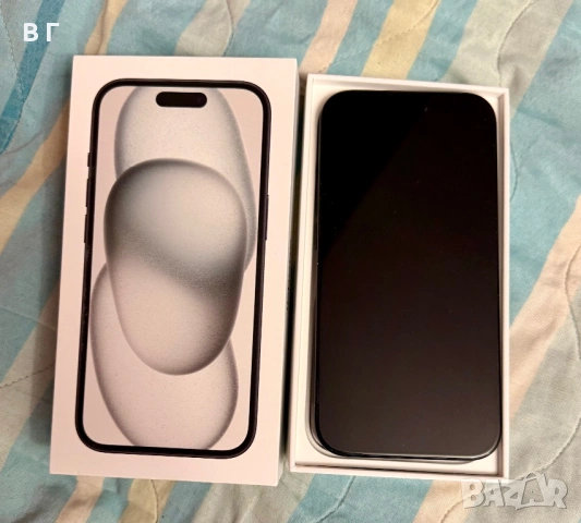 Apple iPhone 15 128GB  Black — с кутия и касова бележка  много запазен айфон 15
