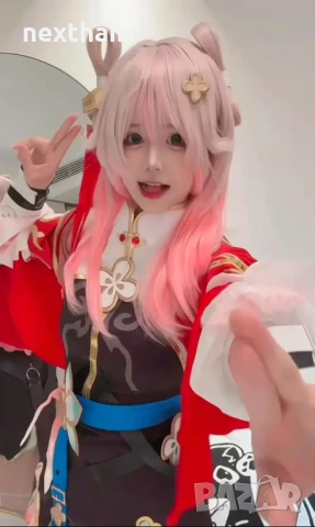 Аниме косплей розова перука Honkai Star Rail March high quality cosplay, снимка 3 - Аксесоари за коса - 50451524