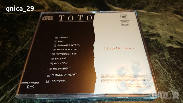 ToTo - Isolation, снимка 2 - CD дискове - 44976392