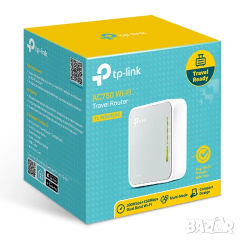 TP-Link TL-WR902AC Wi-Fi  рутер за пътуване, снимка 1 - Рутери - 46879045