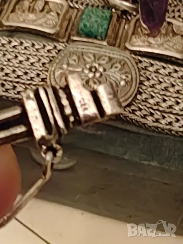 Авторска сребърна гривна с рубин кабошон, снимка 11 - Гривни - 40431424