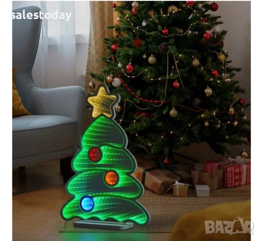 Светеща елха с топки, ЛЕД, 39см, снимка 2 - Декорация за дома - 52387500