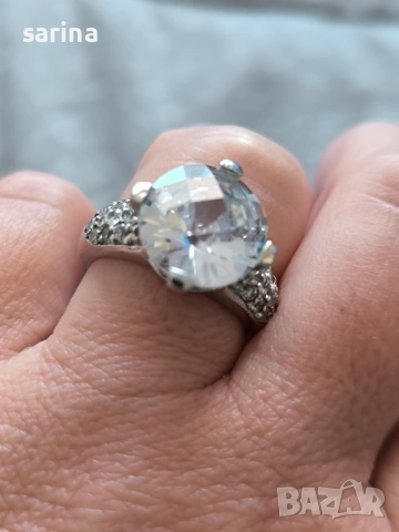 Сребърен пръстен с камък, снимка 4 - Пръстени - 52935615