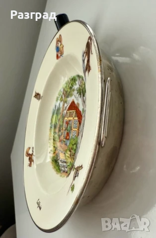 Винтидж детска чиния Хензел и Гретел,  с отделение за топла вода, снимка 3 - Чинии - 51148166