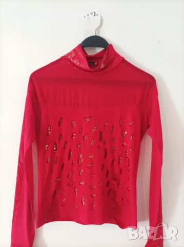 Червена дизайнерска блуза, размер S, снимка 1 - Блузи с дълъг ръкав и пуловери - 45559393