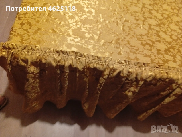 Покривка златиста с драперии за легло/спалня 1.40/2м, снимка 5 - Покривки за легло - 52617902