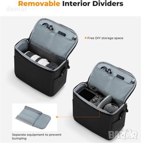 K&F Concept малка чанта за камера през рамо DSLR/безогледални, черна, снимка 3 - Чанти, стативи, аксесоари - 46394518