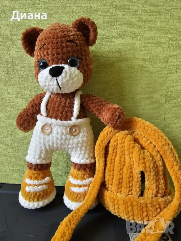 Ръчно плетена играчка мече, снимка 3 - Плюшени играчки - 53282676