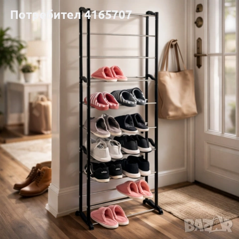 Метален органайзер за обувки XXL, 10 нива, за 30 чифта, снимка 6 - Етажерки - 53786114
