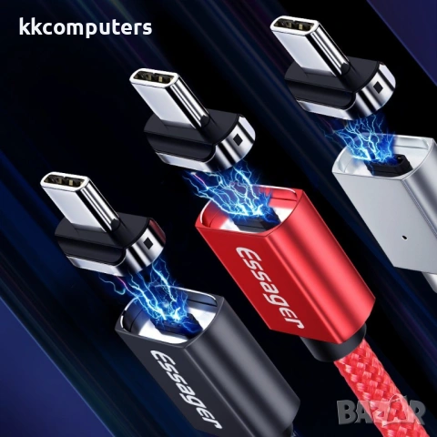 ESSAGER 3 в 1 Магнитен Кабел Lightning / Type-C / Micro USB 3A за Бързо Зареждане 1 м, снимка 8 - Оригинални зарядни - 54087724