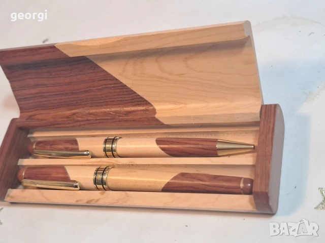 луксозен дървен комплект писалка и химикал в дървена кутия 34/2, снимка 3 - Антикварни и старинни предмети - 53845233