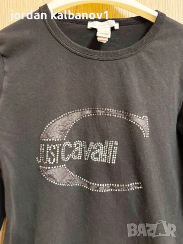 Подарявам - Дамска черна блуза с дълги ръкави Just Cavalli номер - M, снимка 2 - Блузи с дълъг ръкав и пуловери - 54035006