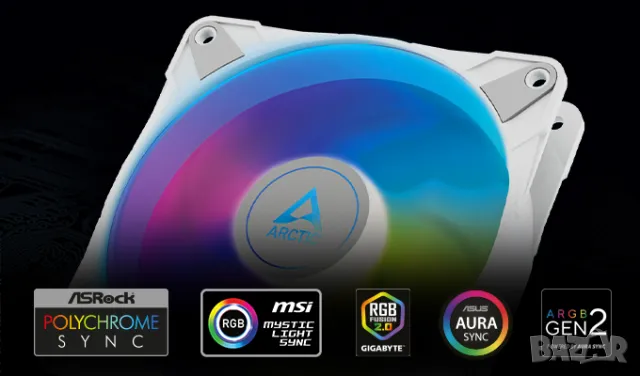 Arctic вентилатори P14 PWM PST A-RGB бели 140мм с ARGB светлини 3 броя, снимка 6 - Други - 50409693