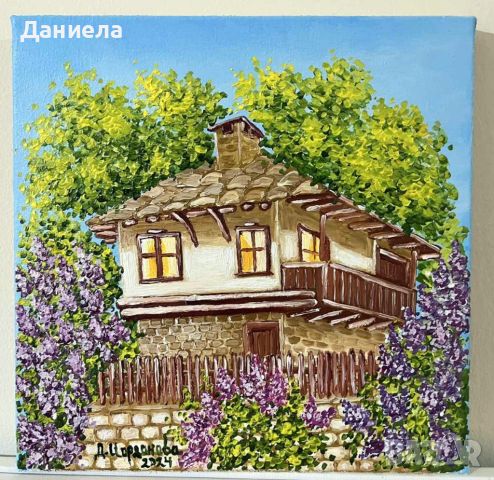 "Пролет в Боженци", авторска картина с маслени бои, снимка 1 - Картини - 45305675