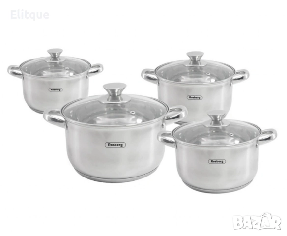 Комплект тенджери Rosberg 16/18/20/24см. - 1.8/2.5/3.4/5.8л., Неръжд. стомана, снимка 6 - Съдове за готвене - 52672413