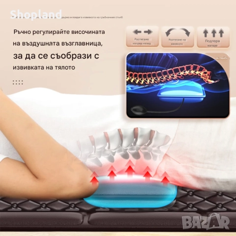 Масажен матрак 5 в 1, медицинска възглавница, топлинен компрес, висока честота на вибрации, PU кожа,, снимка 5 - Масажори - 51819627