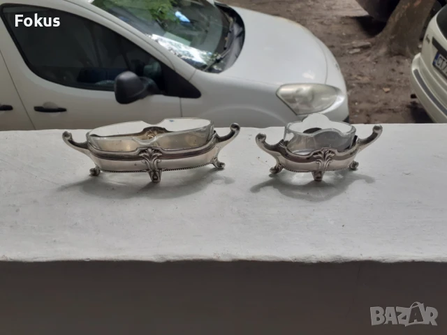 Две малки стари антикварни сребърни съдчета за хайвер, снимка 2 - Антикварни и старинни предмети - 50966231