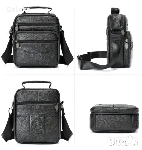 Мъжка класическа и компактна кожена чантичка NIUCUNZH*/Черна естествена кожа!, снимка 5 - Чанти - 50289848