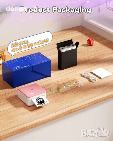 Принтер Phomemo P2S, мини термален принтер за смартфон, Bluetooth, 3 ролки хартия, снимка 9 - Принтери, копири, скенери - 48848805