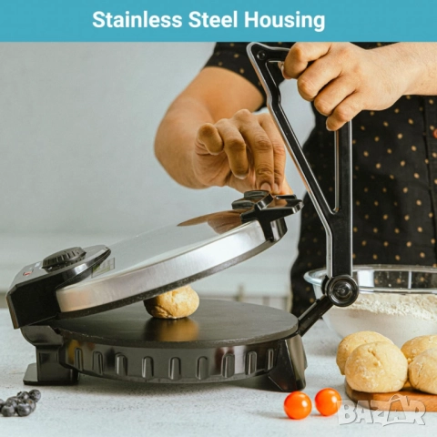 Преса за тортили и чапати 1200W  – автентични мексикански и индийски вкусове у дома за секунди!, снимка 3 - Друга електроника - 52062626