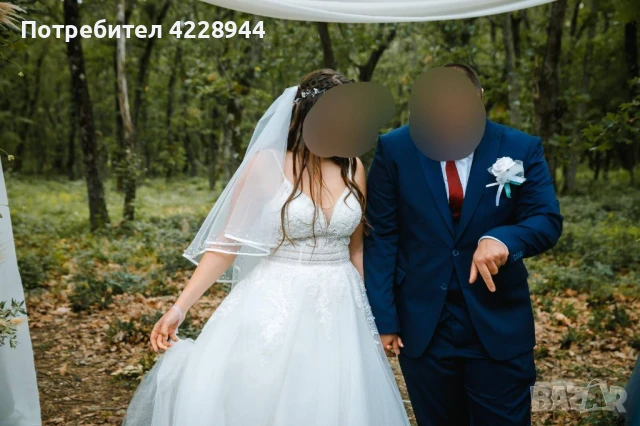Сватбена Булчинска Рокля размер M/L, по поръчка, с презрамки, снимка 6 - Сватбени рокли - 50779082