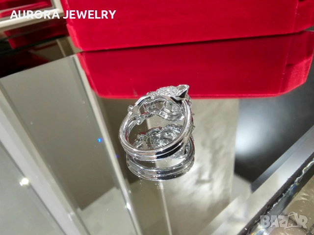 CARTIER Panthere de Cartier White Gold Paved Head Diamonds Пръстен, снимка 5 - Пръстени - 53238592