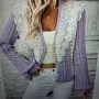 Нова плетена жилетка с дантела в лилаво, снимка 2