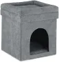 Relaxdays Cat and Small Dog House Сгъваема табуретка Височина 42 x 38 x 38 cm Сива, снимка 1