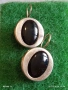 Класически модел сребърни обеци с овални елементи инкрустирани с черен ОНИКС 71441, снимка 1