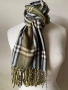 Тютюнево зелен, кариран шал от 100 % кашмир, снимка 3