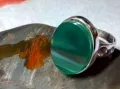 АВТОРСКИ СКЪПОЦЕНЕН СРЕБЪРЕН ПРЪСТЕН СРЕБРО 800 с ШЛИФОВАН ЗЕЛЕН ОНИКС и ЩЕМПЕЛ на ЮВЕЛИРА 47966, снимка 6
