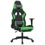 vidaXL Масажен гейминг стол с подложка черно и зелено изкуствена кожа(SKU:345460