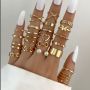 Модни дамски пръстени с геометрично покритие от сплав, 22бр, 3цвята , снимка 1 - Пръстени - 45307142
