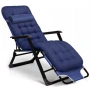 Сгъваем градински шезлонг, регулируем, със синя ватирана възглавница и дишаща материя, 178 см, снимка 7