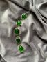 Сребриста гривна със зелени стъклени камъни, снимка 1